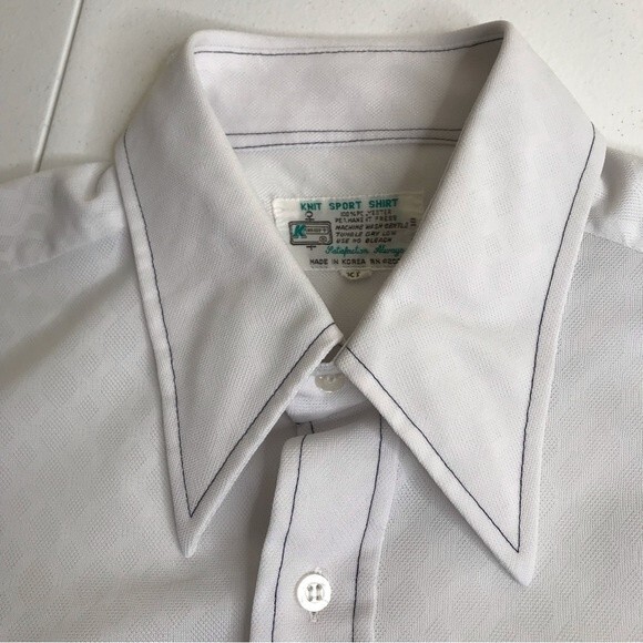 Vintage KMart Dagger Collar White Short Sleeve Button Front Shirt Mens Size XL - Picture 4 of 14